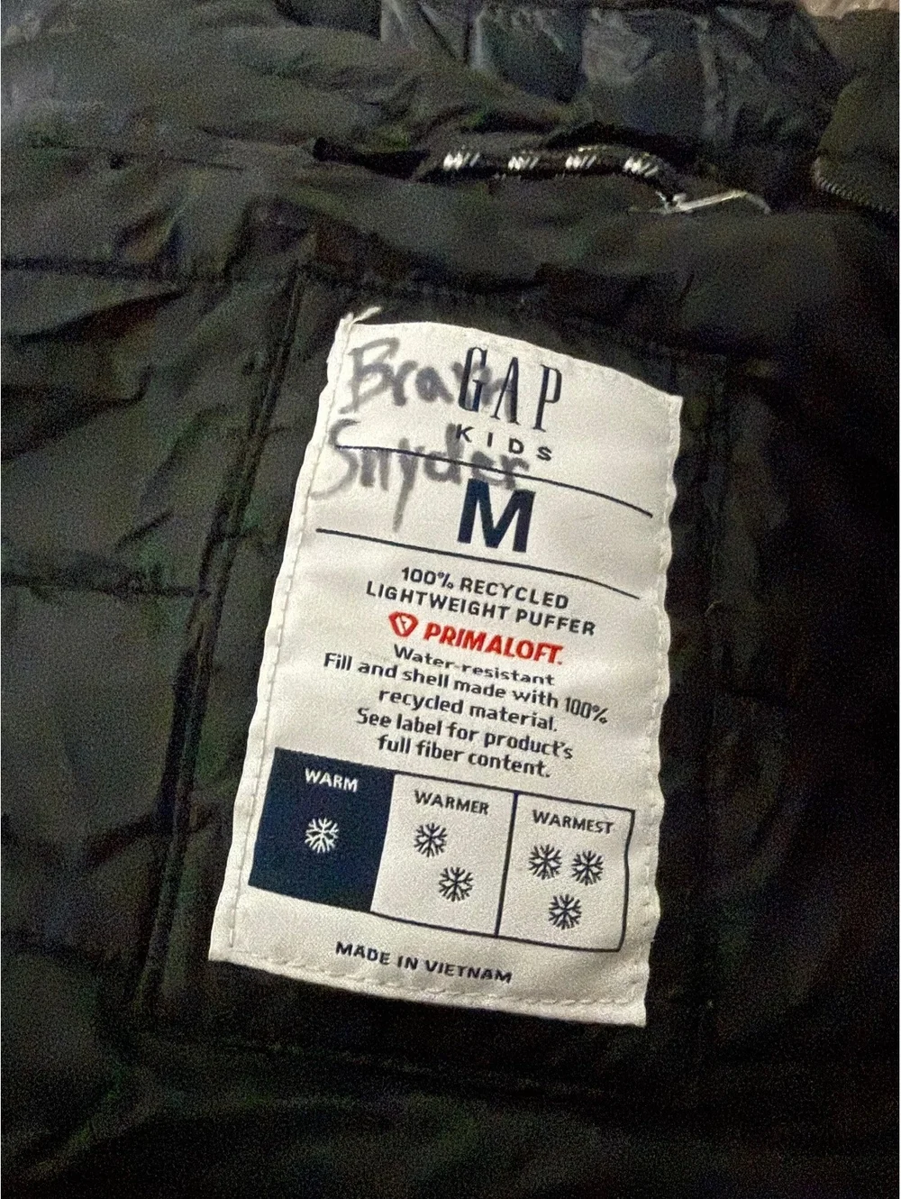 GAP boys puffer jacket size medium recycled outerwear cheap